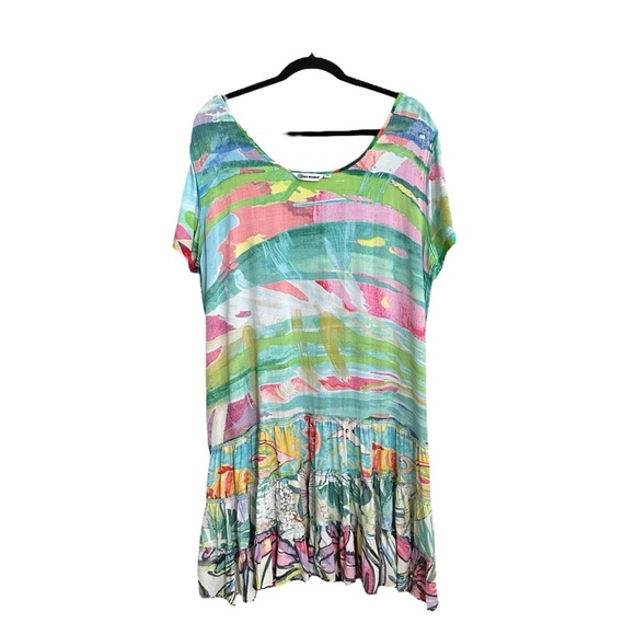 JAMS WORLD Fire Garden Print Hattie Dress Tiered Ruffle Hawaiian Artsy Size XL - Picture 10 of 14